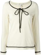 Marc Jacobs Tie Detail Long Sleeve Top, Women's, Size: Large, Yellow/orange, Cotton