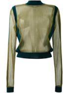 Maison Margiela Metallic Ribbed Sheer Top, Women's, Size: Large, Green, Polyester/wool