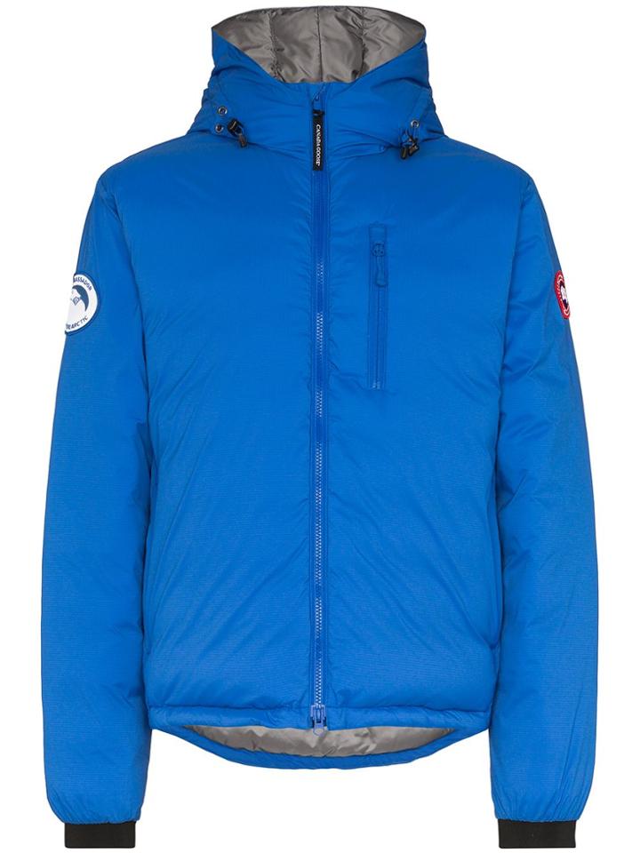 Canada Goose Logo Patch Hooded Padded Jacket - Blue