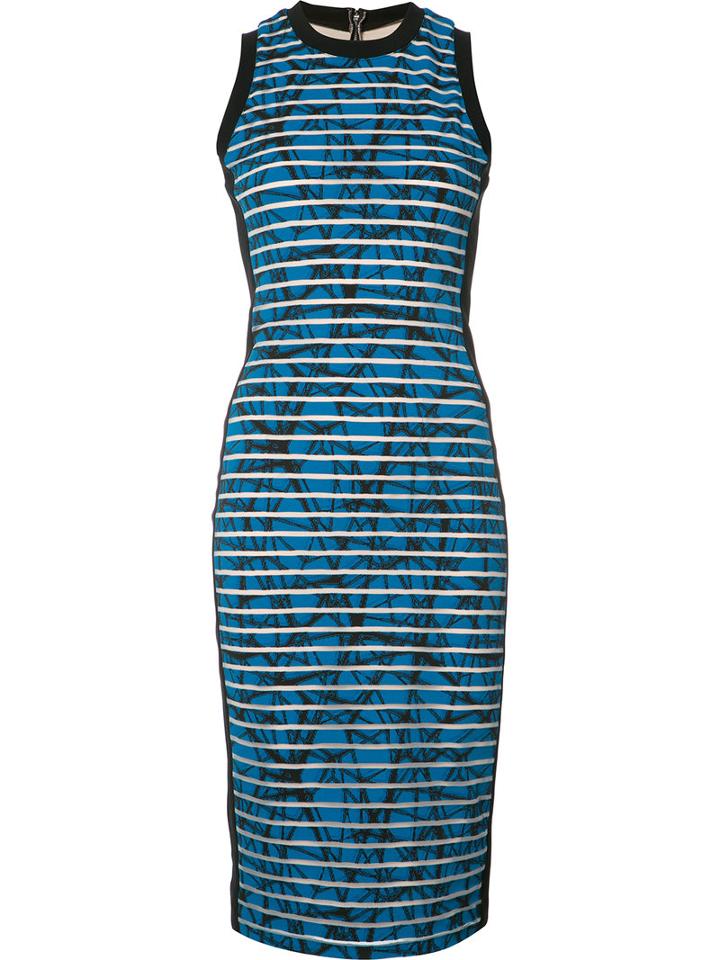Nicole Miller Striped Fitted Dress, Size: 6, Blue, Nylon/polyester/spandex/elastane/spandex/elastane