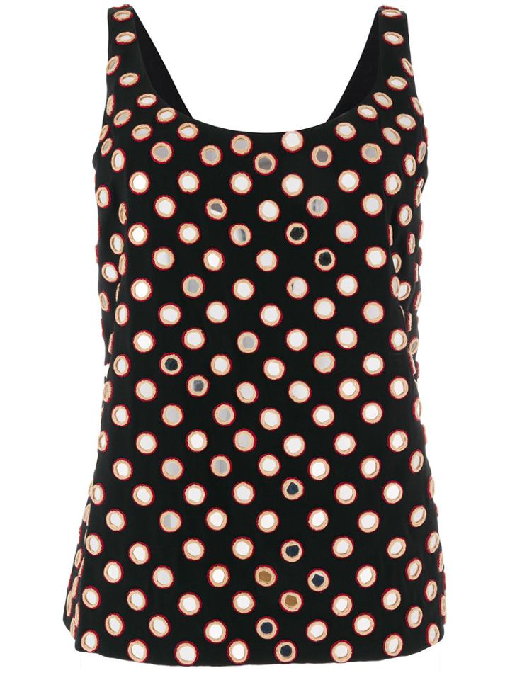 Saint Laurent Mirrored Eyelet Embellished Vest Top - Blue