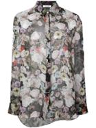 Adam Lippes Printed Chiffon Menswear Shirt - Black Floral