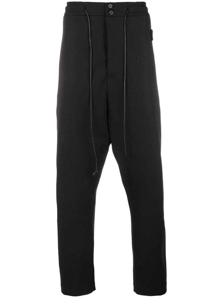 Isabel Benenato High Waist Drop Crotch Trousers - Black