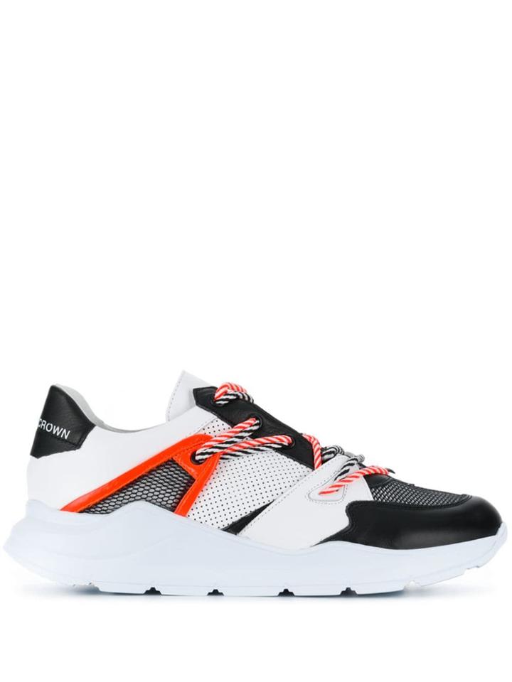 Leather Crown Perforated Panel Sneakers - White