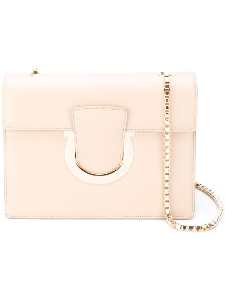 Salvatore Ferragamo - Gold-tone Chain Clutch Bag - Women - Calf Leather - One Size, Nude/neutrals, Calf Leather