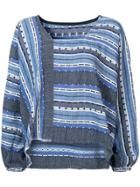 Lemlem Striped Embroidered Details Blouse - Blue