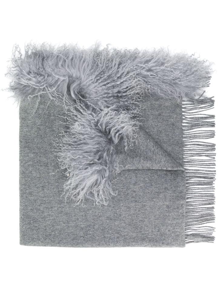 Charlotte Simone Fringed Scarf - Grey