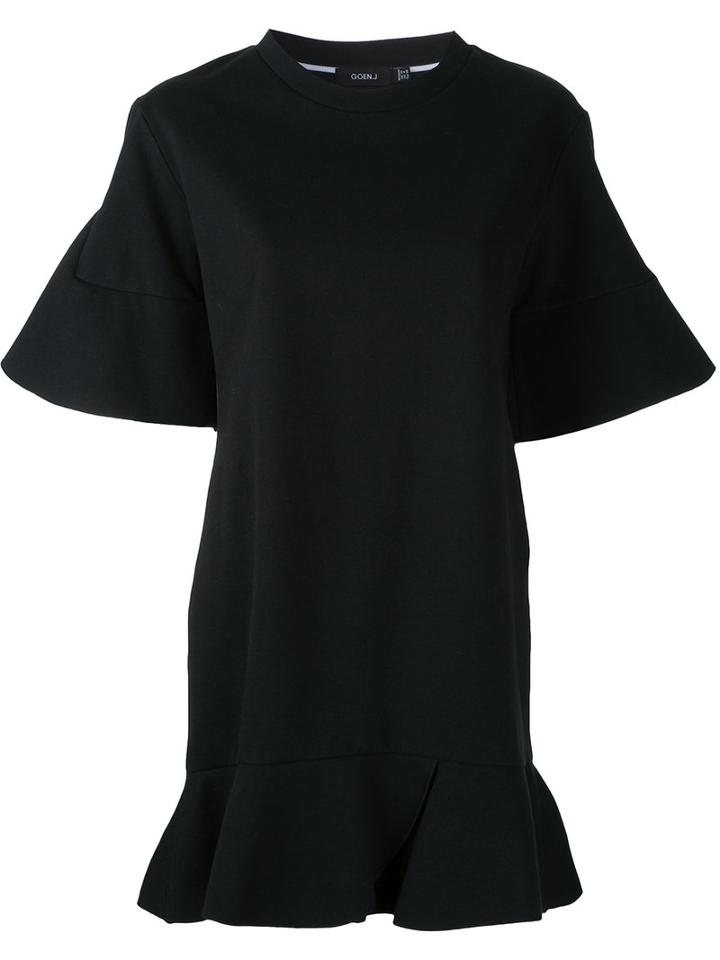 Goen.j Ruffled T-shirt Dress, Women's, Size: Medium, Black, Cotton