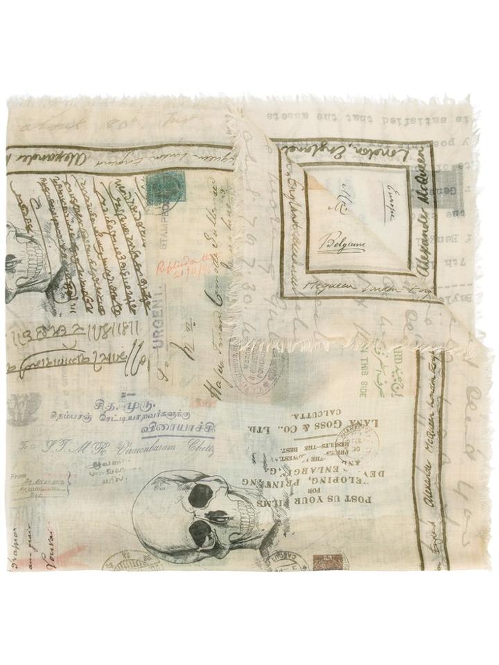Alexander Mcqueen Letters From India Scarf - Nude & Neutrals