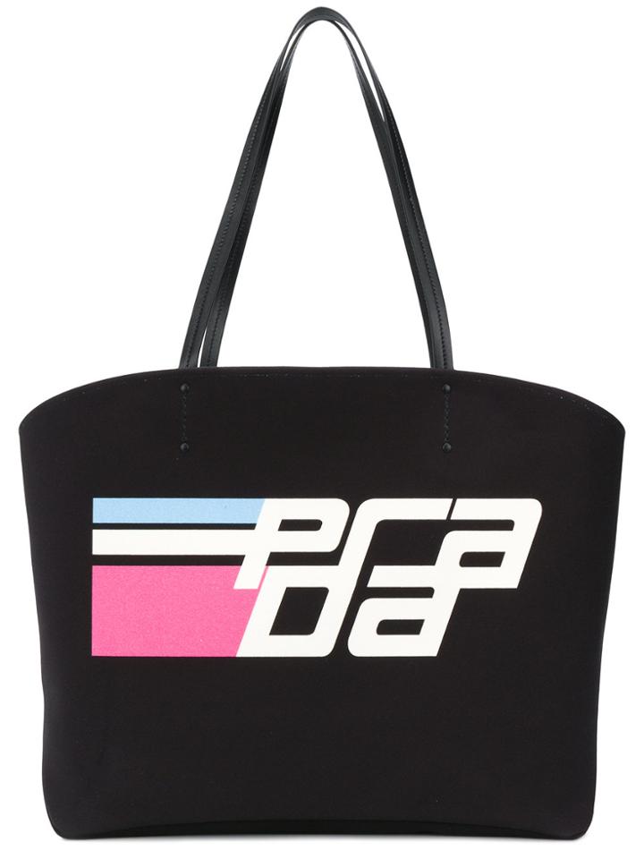 Prada Large Canvas Tote With Logo - Black