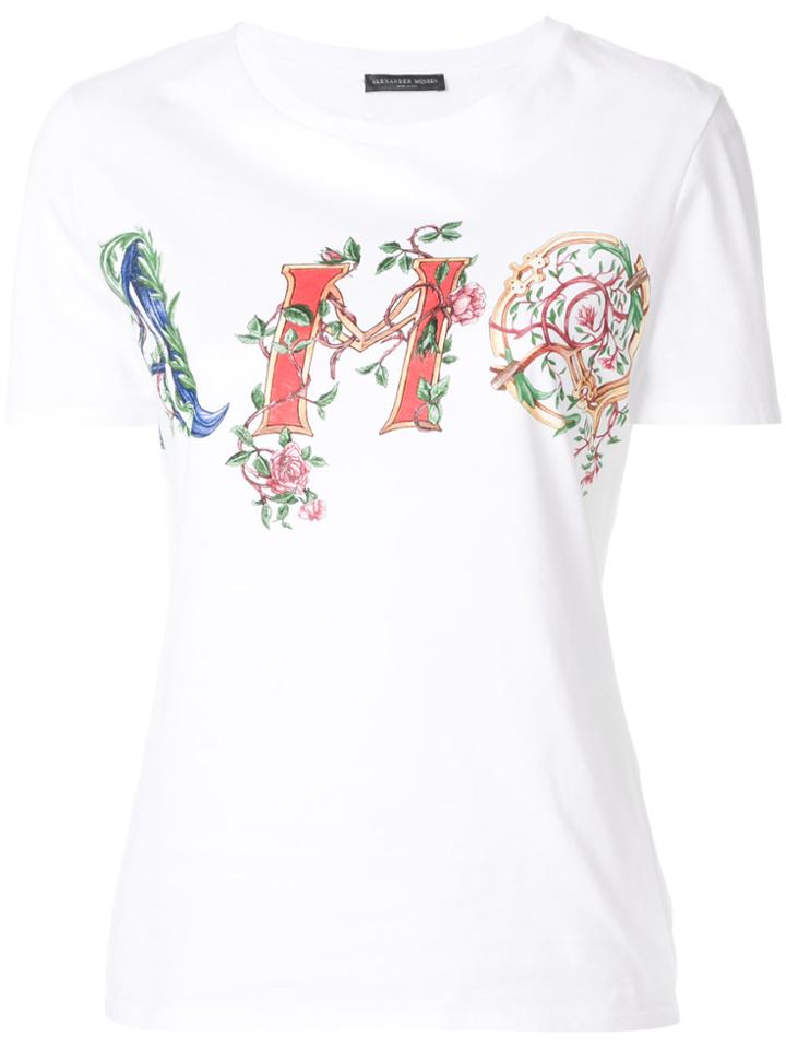 Alexander Mcqueen Floral Logo T-shirt - White
