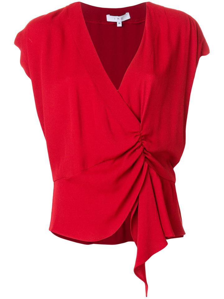 Iro Draped V-neck Blouse - Red