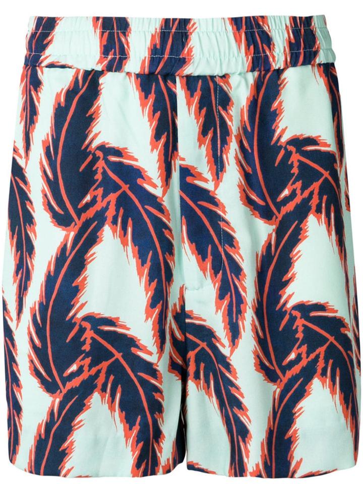 You As Leaf Print Track Shorts - Green