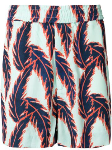 You As Leaf Print Track Shorts - Green