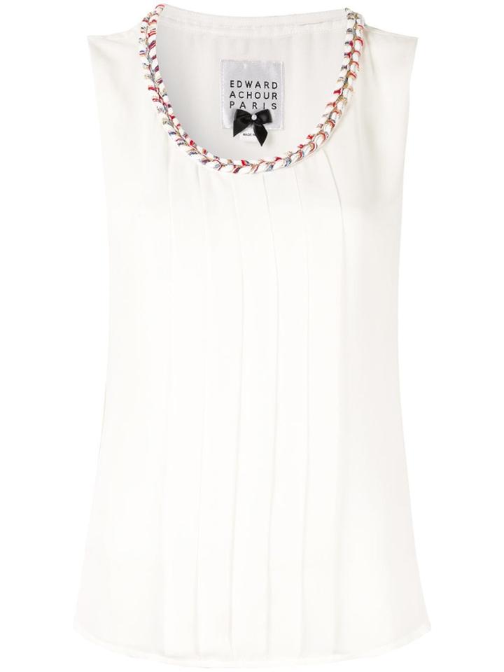 Edward Achour Paris Embellished Neck Top - White