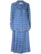Hermès Pre-owned Tennis Print Skirt Suit - Blue