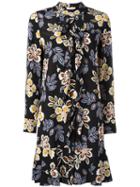 Floral Print Dress, Women's, Size: 12, Black, Silk, Tory Burch