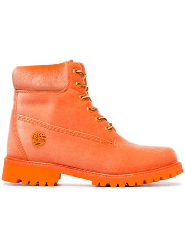 Off-white X Timberland Orange Velvet Boots - Yellow & Orange