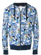 John Galliano Lettering Print Hooded Jacket - Blue