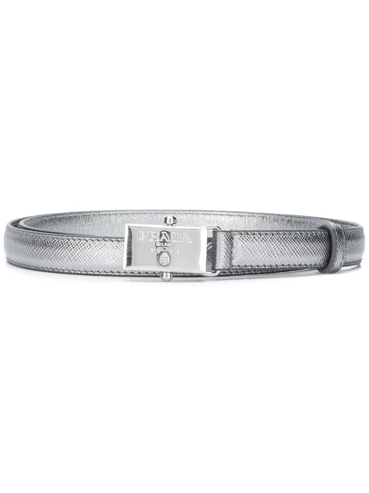 Prada Logo Plaque Belt - Metallic