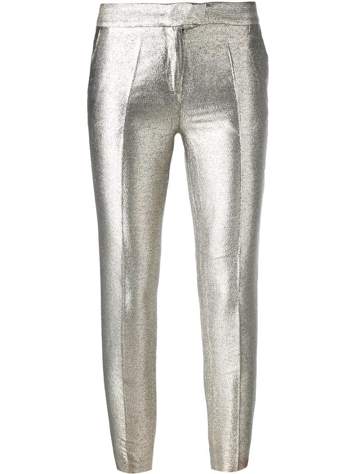 Christian Pellizzari Metallic (grey) Tailored Trousers, Women's, Size: 44, Cotton/polyester/acetate