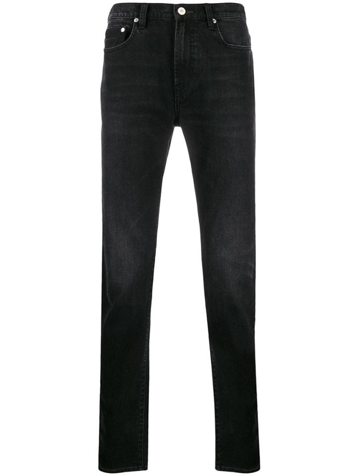 Ps Paul Smith Faded Mid-rise Straight Jeans - Black