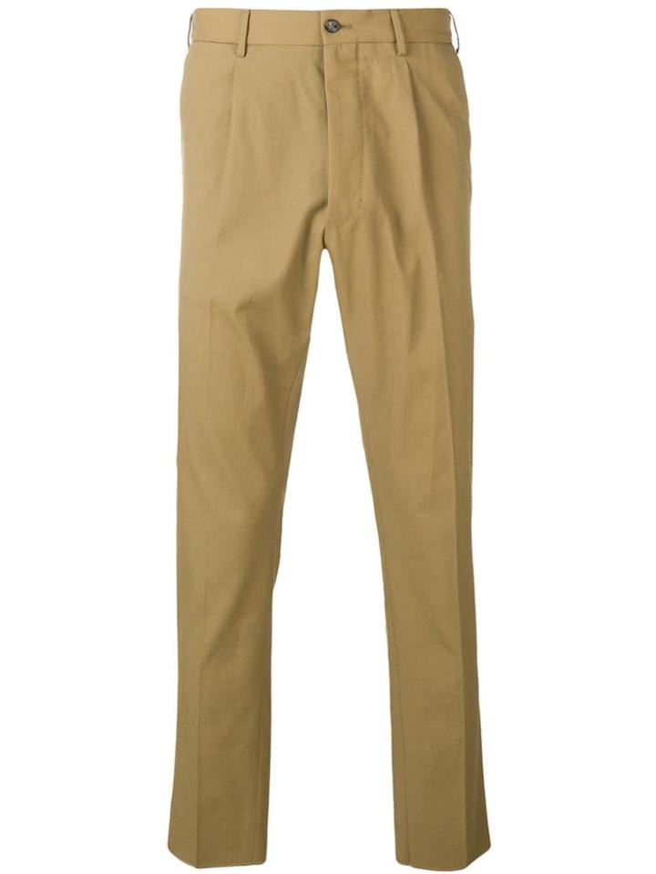 Pt01 Feather-detail Slim-fit Chinos - Neutrals