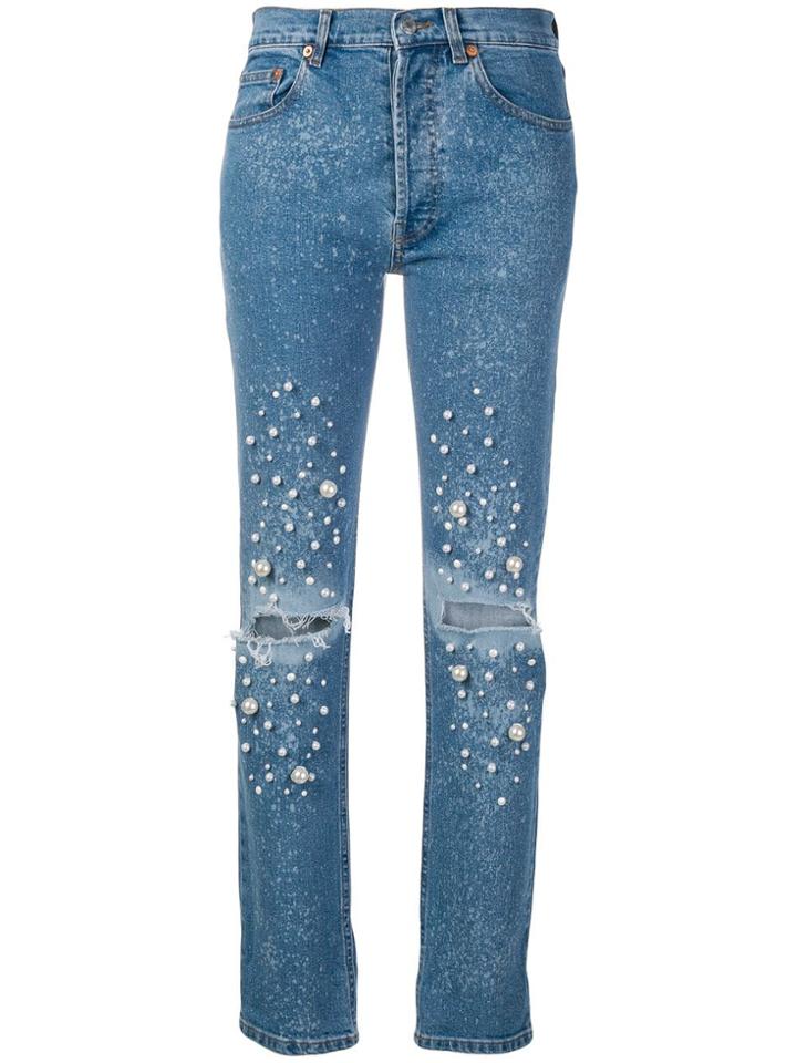 Forte Dei Marmi Couture Embellished Straight-leg Jeans - Blue
