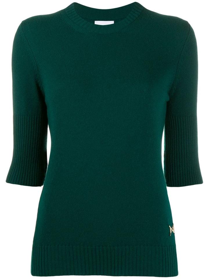 Barrie Ribbed Cashmere Top - Green
