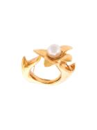 Oscar De La Renta Pearl Flower Ring - Gold