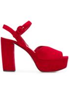 Prada Platform Sole Sandals - Red