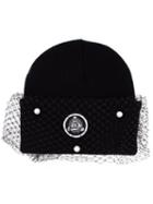 Silver Spoon Attire Dotted Mesh Veil Beanie Hat, Women's, Black, Acrylic