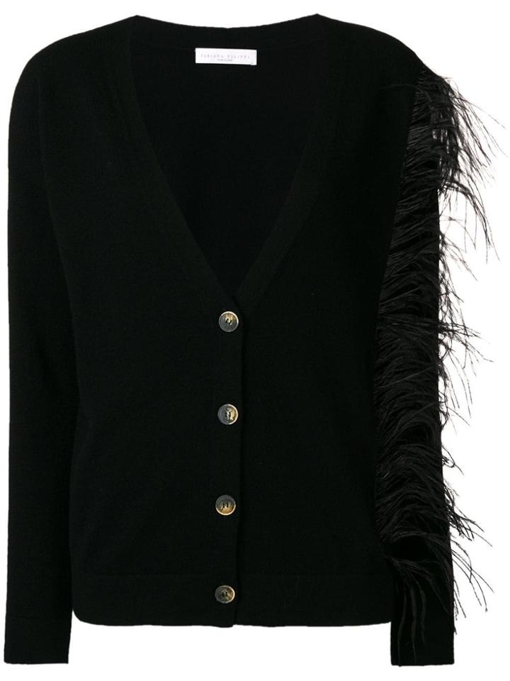 Fabiana Filippi Ostrich Feather Cardigan - Black