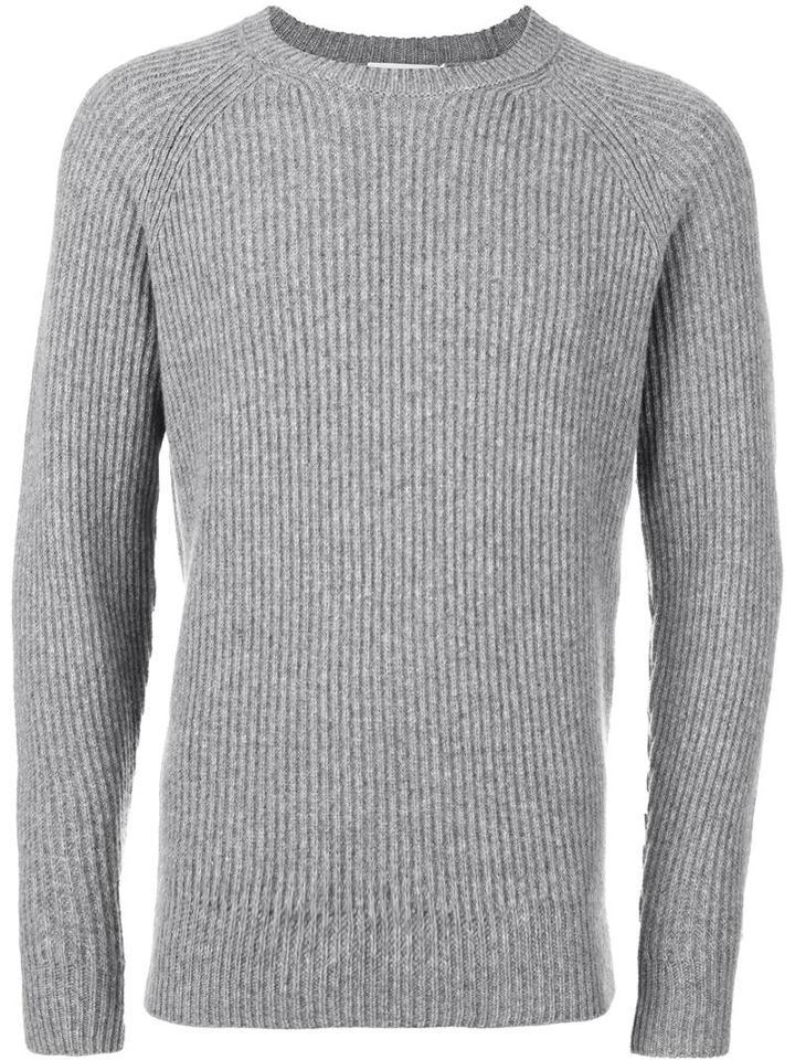 Closed Cable Knit Jumper, Men's, Size: Small, Grey, Wool