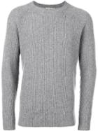 Closed Cable Knit Jumper, Men's, Size: Small, Grey, Wool