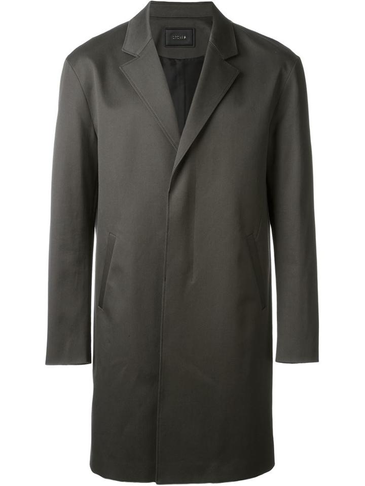 System Homme Concealed Fastening Coat, Men's, Size: S, Green, Cotton/polyester