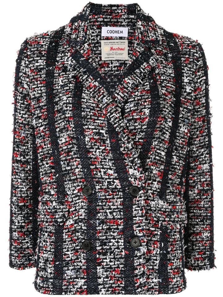 Coohem Striped Tweed Jacket - Black