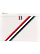 Thom Browne - Tri-stripe Tablet Holder - Men - Calf Leather - One Size, White, Calf Leather