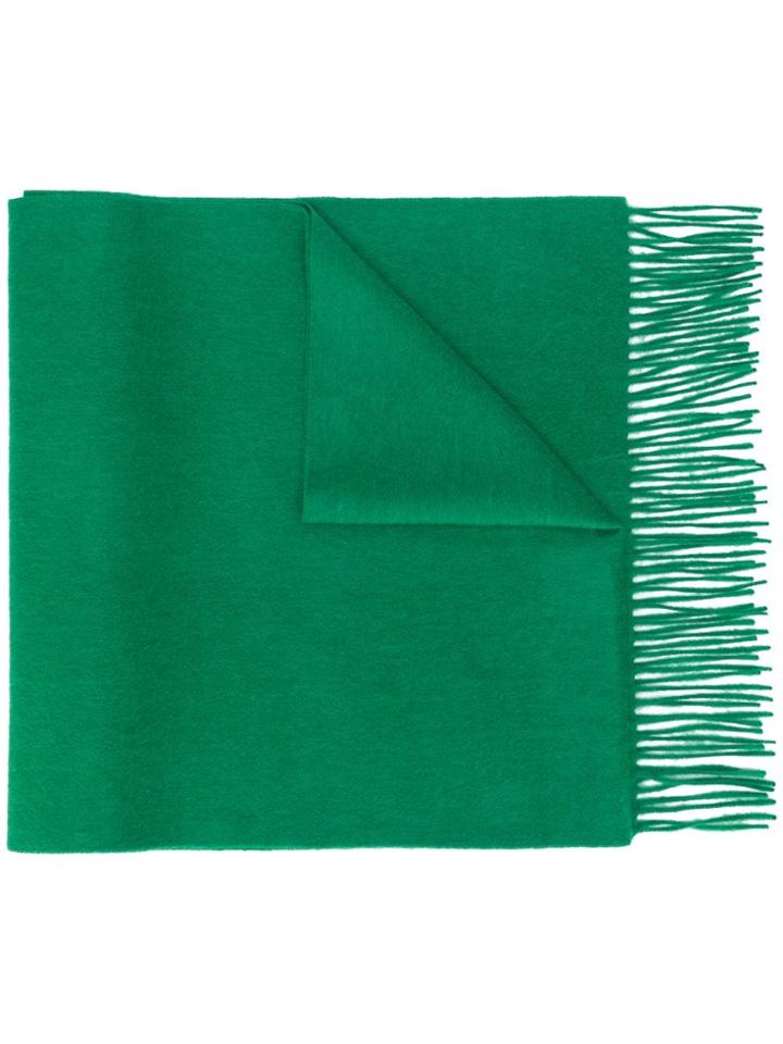 N.peal Knitted Fringed Scarf - Green