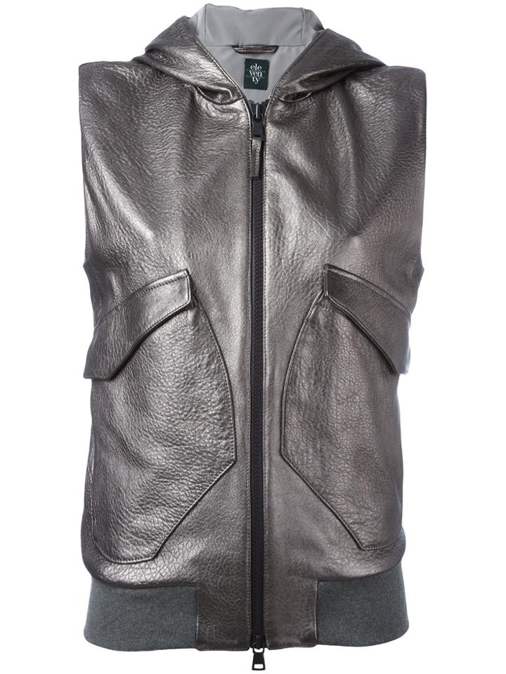 Eleventy Sleeveless Hooded Jacket - Metallic