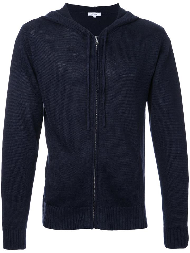 Venroy - Knitted Zipped Hoodie - Men - Linen/flax - S, Blue, Linen/flax
