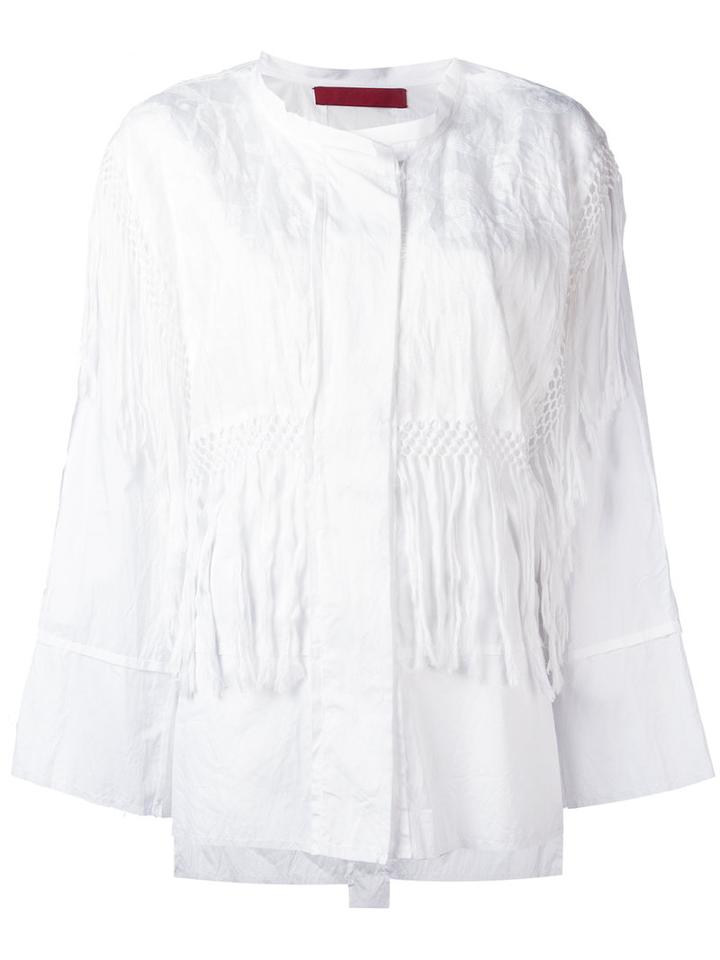 Di Liborio Frayed Shirt, Women's, Size: 40, White, Cotton/linen/flax
