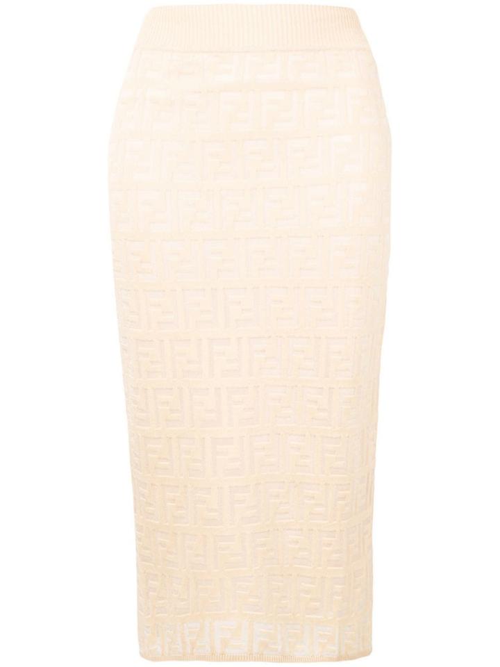Fendi Ff Motif Knitted Skirt - Neutrals