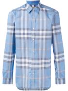 Burberry - Checked Shirt - Men - Cotton - L, Blue, Cotton