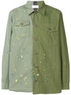John Elliott Paint-splatter Two-tone Shirt - Green