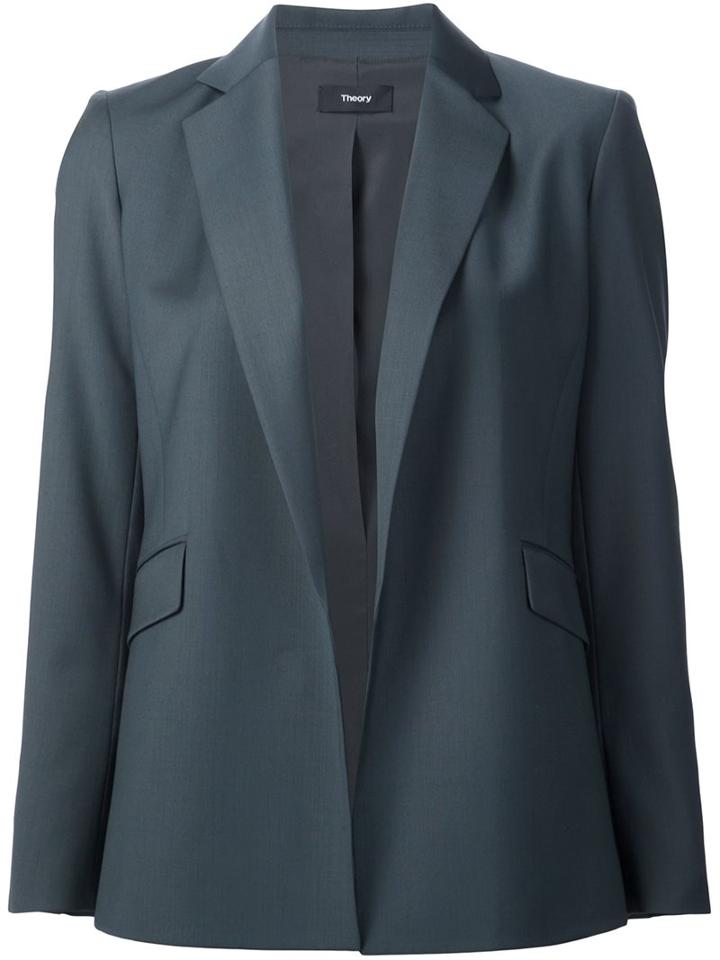 Theory Angled Pocket Blazer, Women's, Size: 12, Grey, Polyamide/polyester/spandex/elastane/virgin Wool