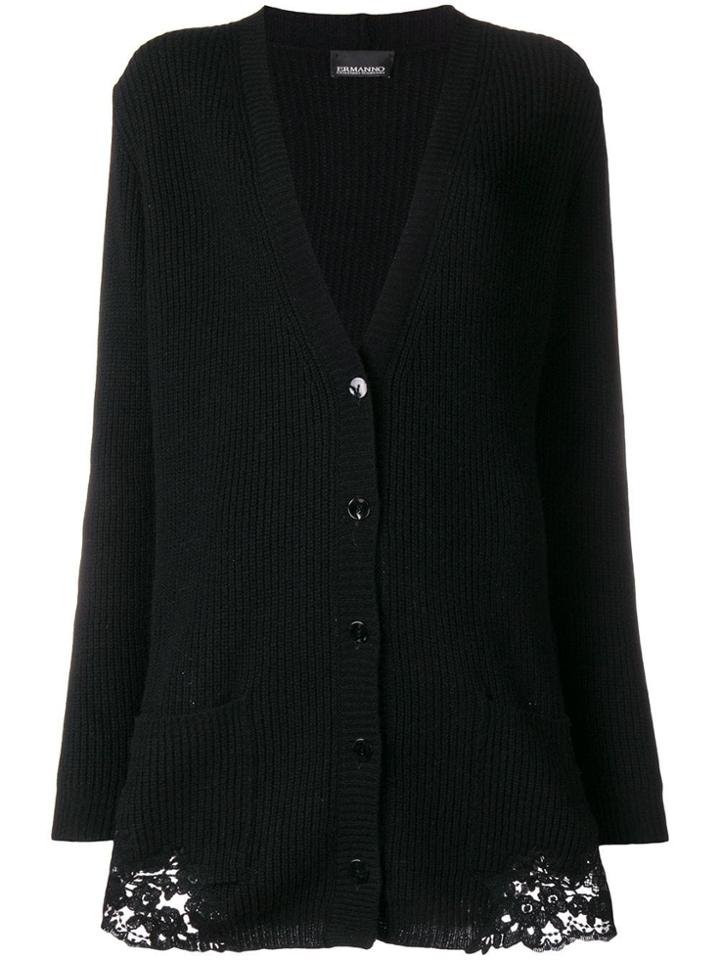 Ermanno Ermanno Lace Detail Cardigan - Black