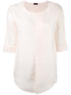 Joseph - Plain T-shirt - Women - Silk/linen/flax - 36, Women's, Nude/neutrals, Silk/linen/flax