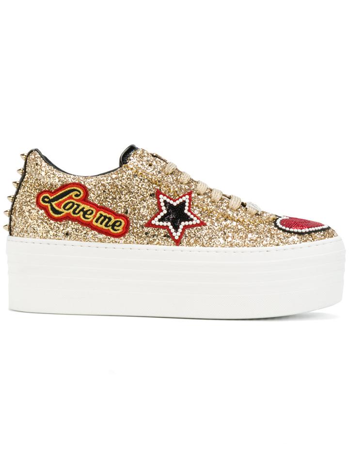 Philipp Plein Shiny Platform Sneakers - Nude & Neutrals