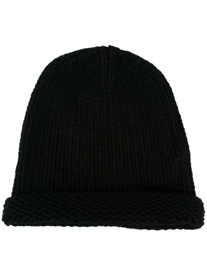 Isabel Benenato Knitted Beanie, Women's, Black, Yak/alpaca